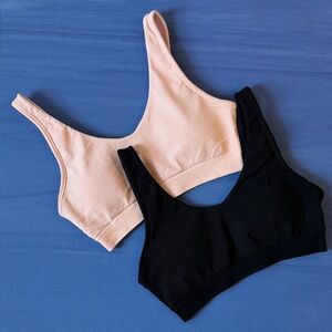Athleta Ribbed Bralette Duo - Black and Pink